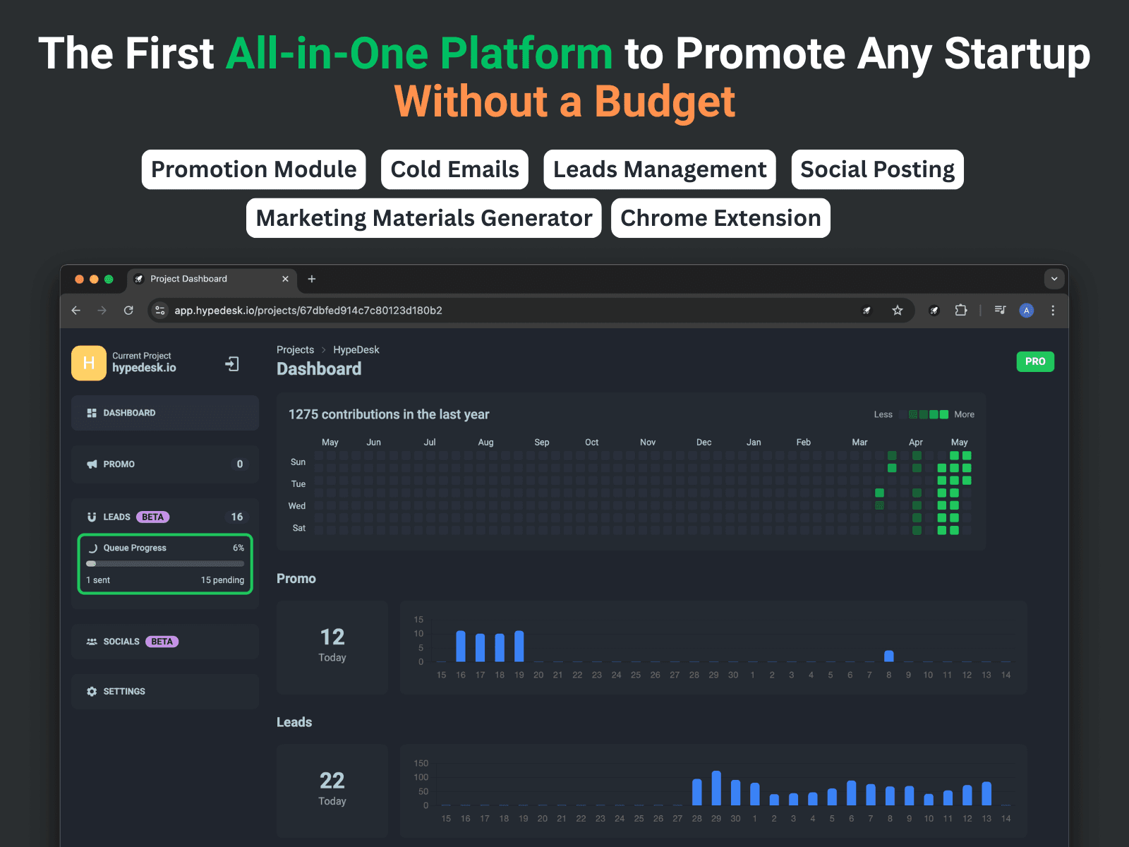 HypeDesk: AI-Powered Marketing Platform for Startups and Indie Devs screenshot 1
