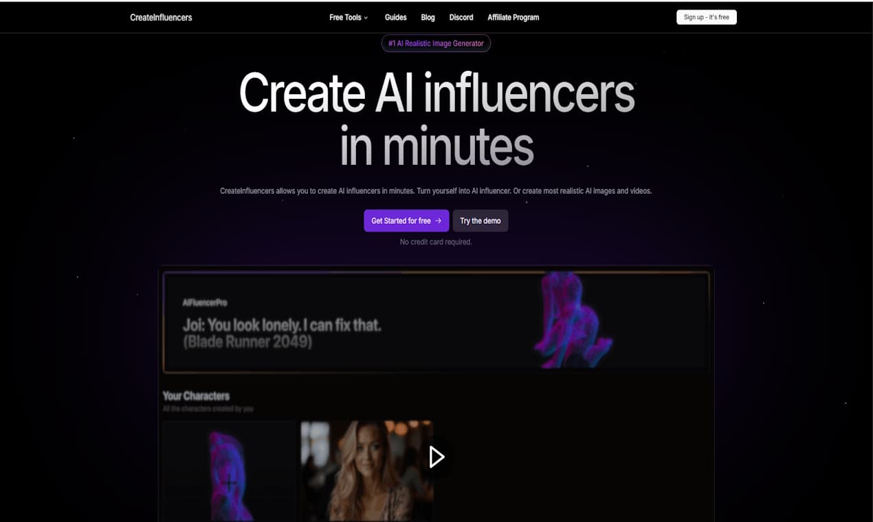 CreateInfluencers screenshot 1