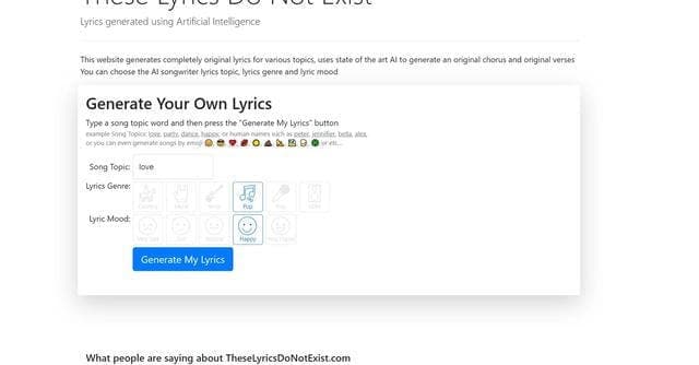 Lyrics Generator screenshot 1