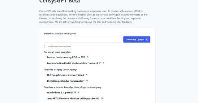 Censys Query Generator screenshot 1