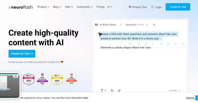 Neuroflash Copywriter screenshot 1