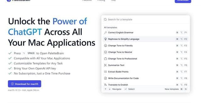 PaletteBrain ChatGPT macOS screenshot 1