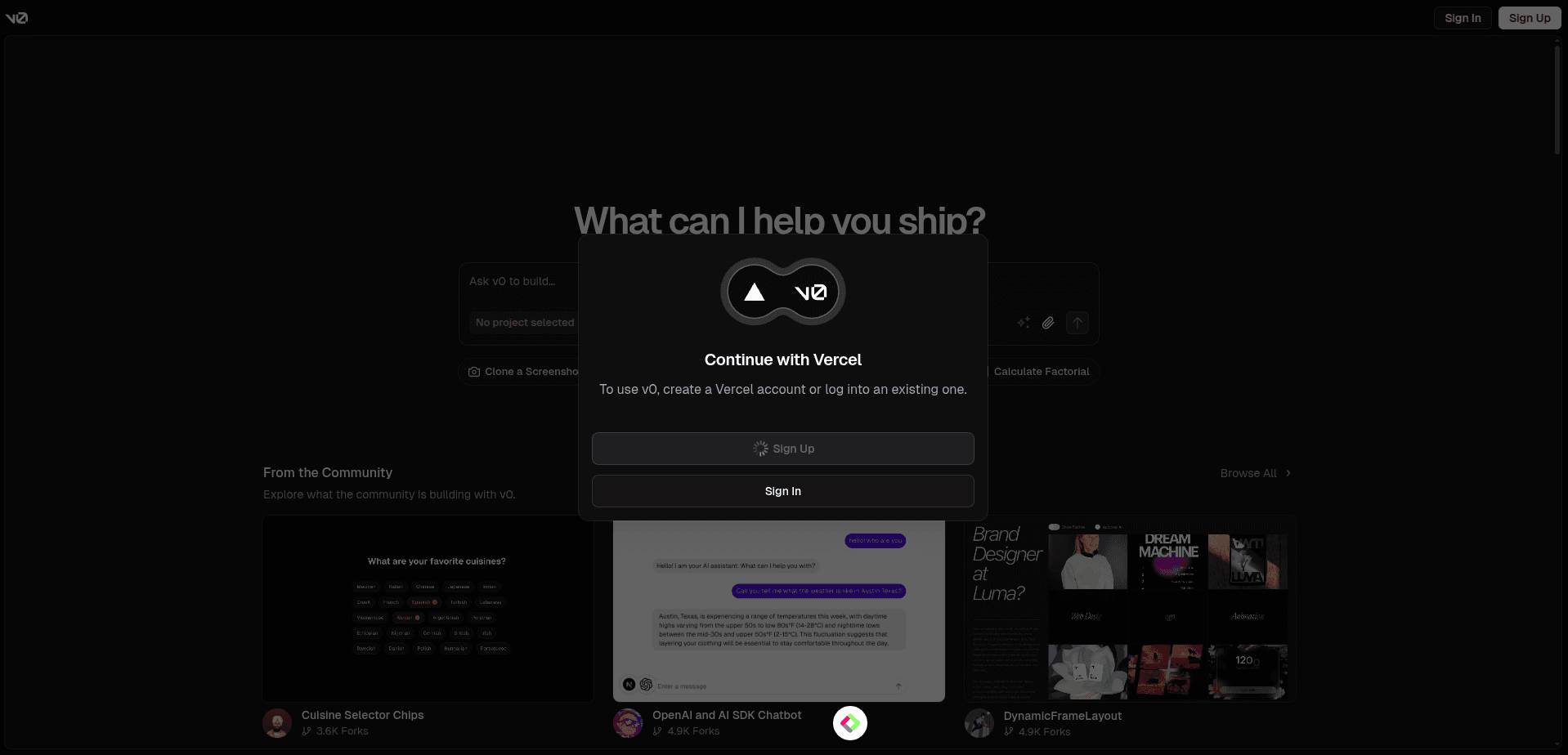 v0.dev screenshot 6