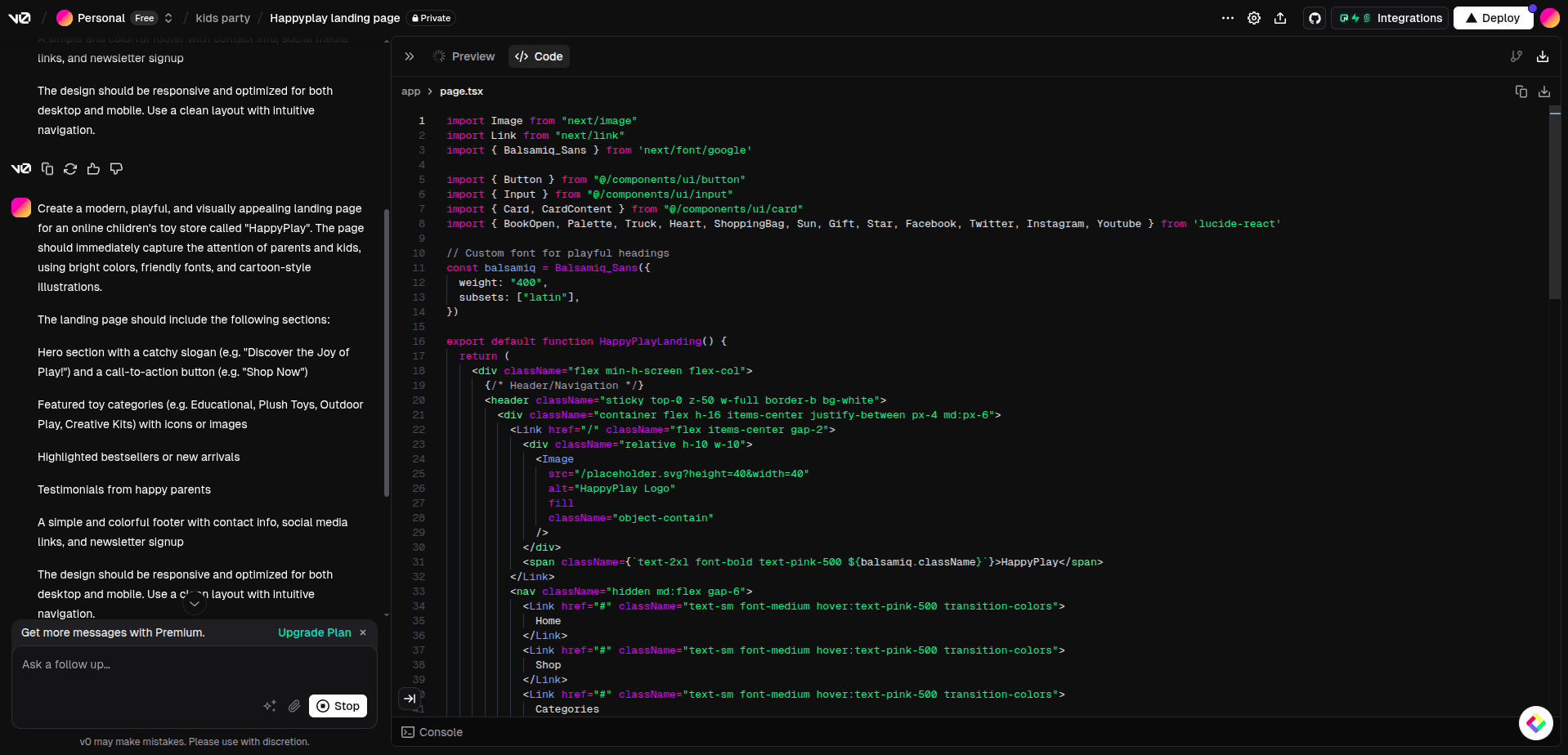 v0.dev screenshot 4