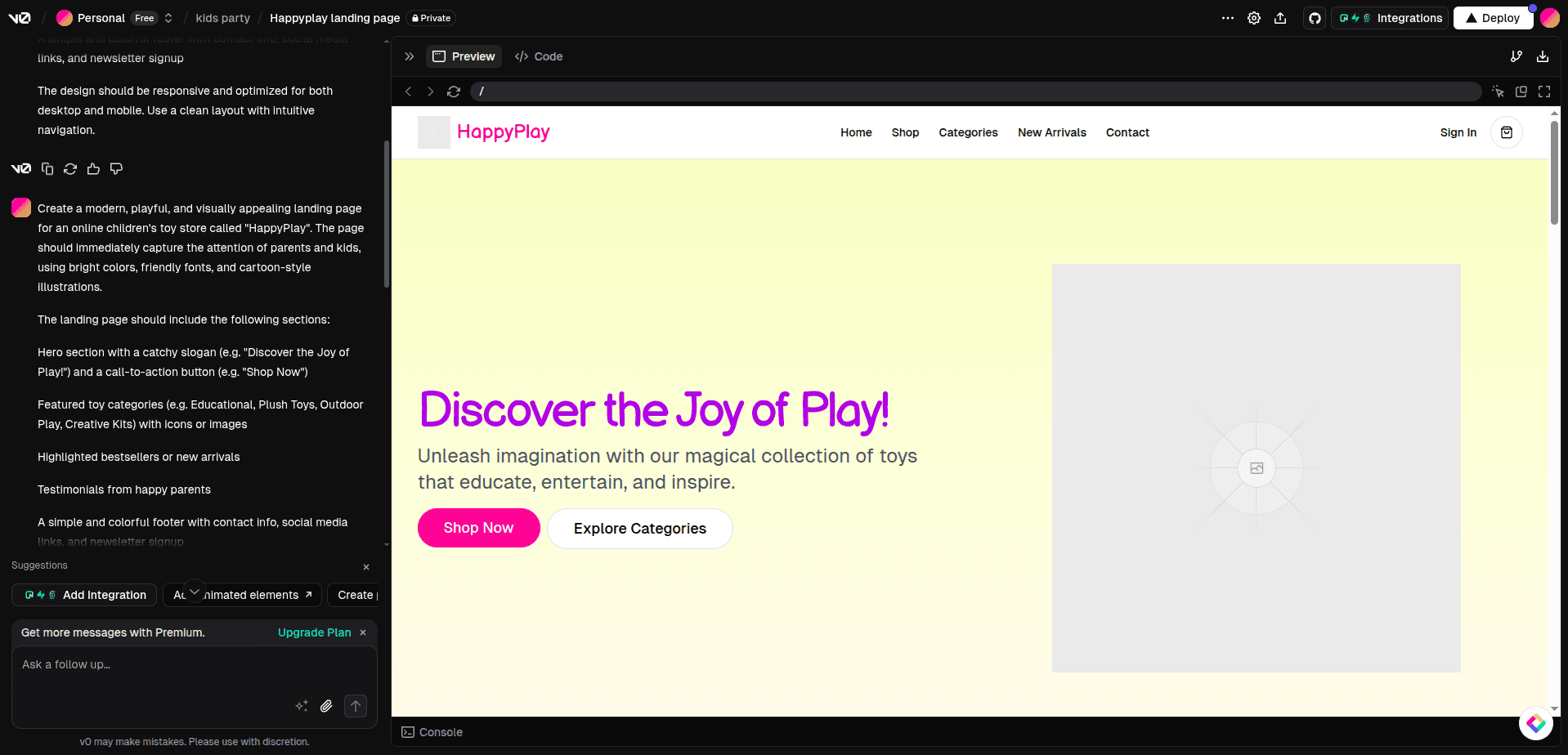 v0.dev screenshot 3