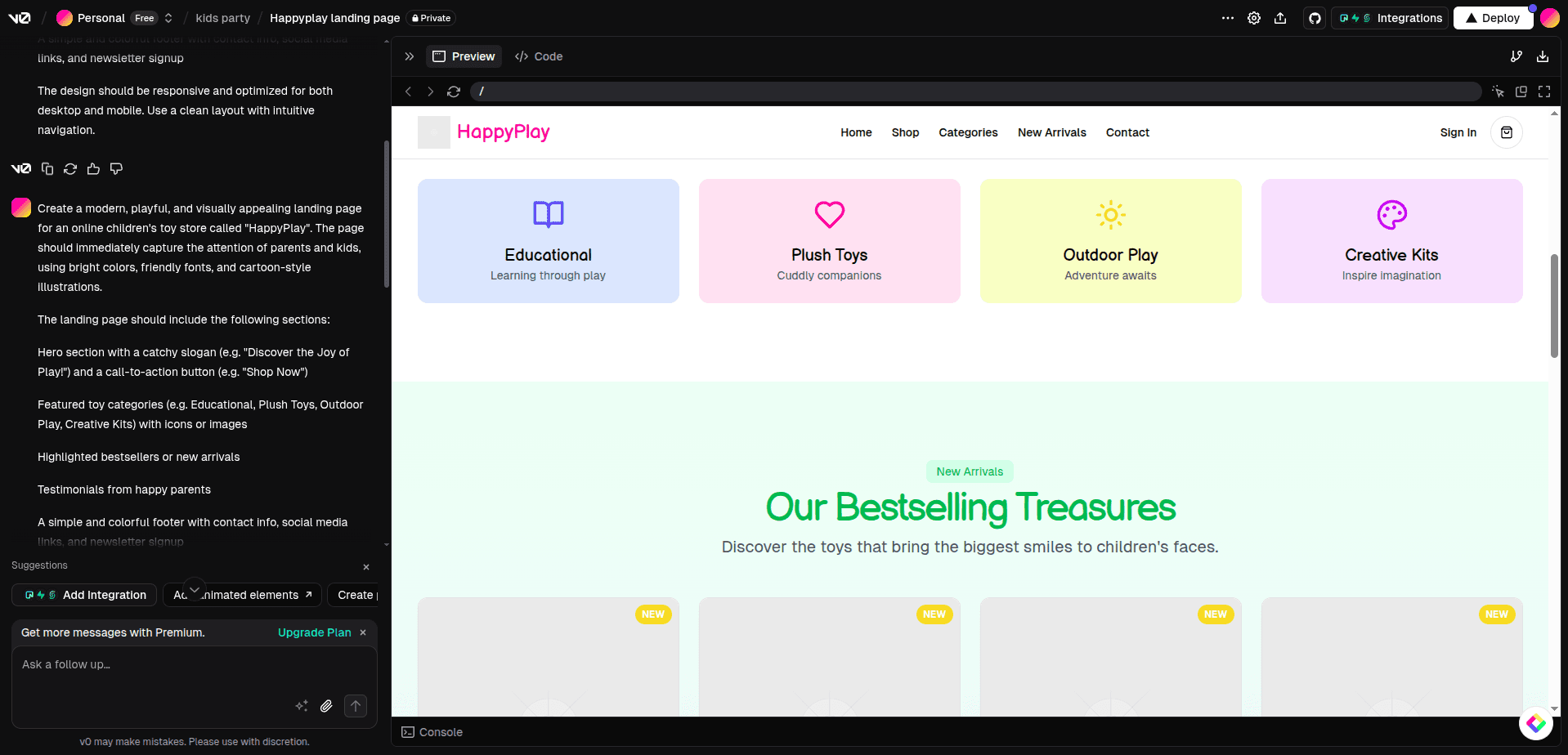 v0.dev screenshot 2