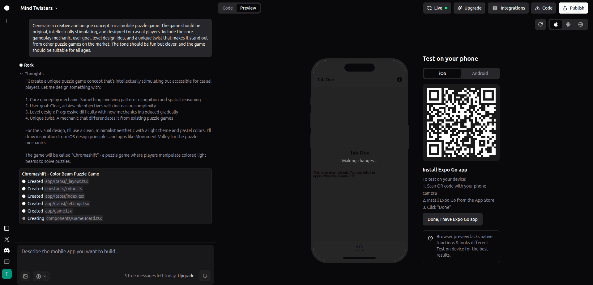 Rork screenshot 2