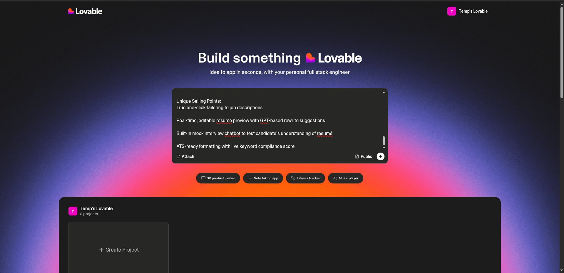 Lovable AI screenshot 5