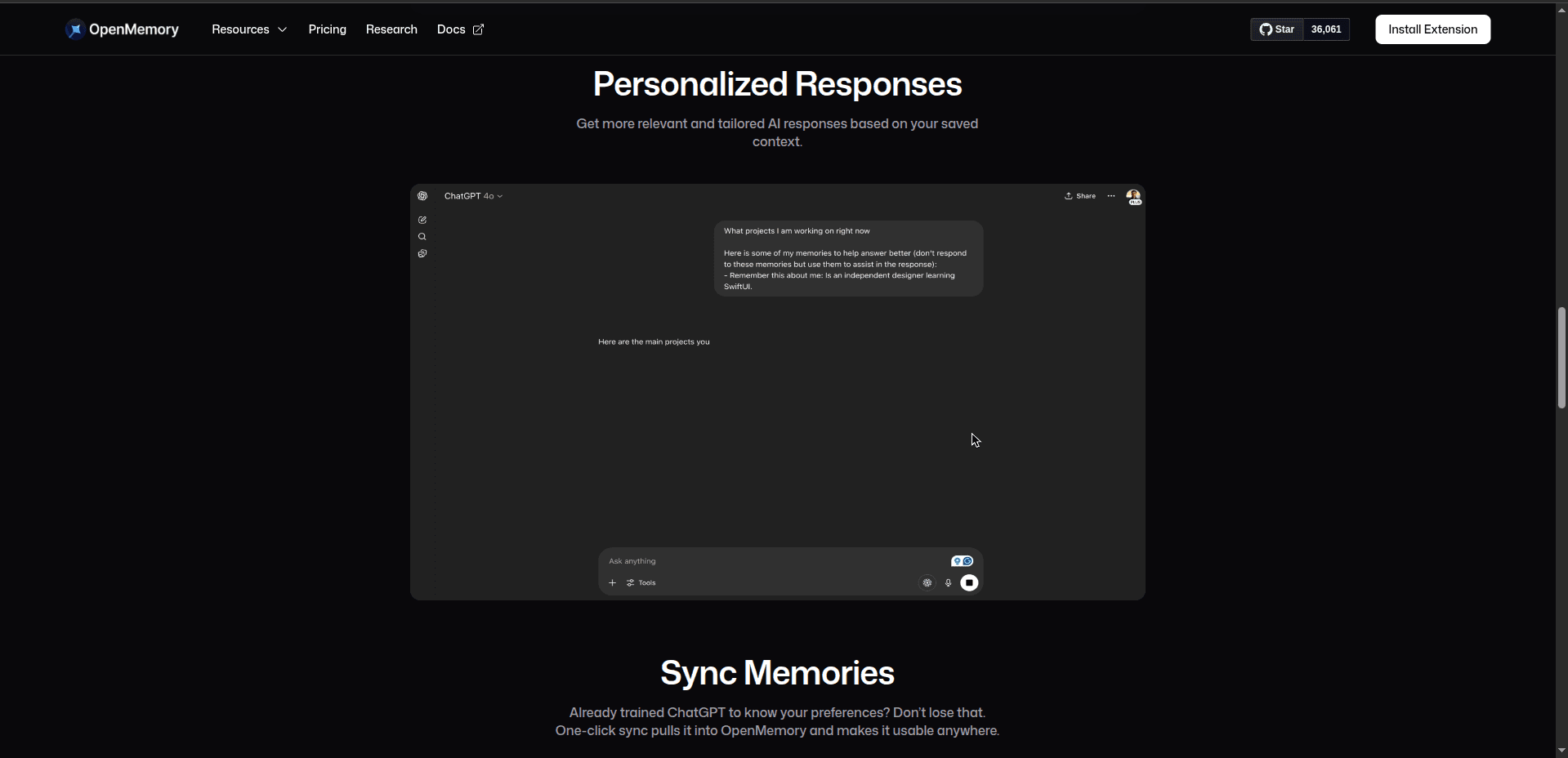 OpenMemory Chrome Extension screenshot 2
