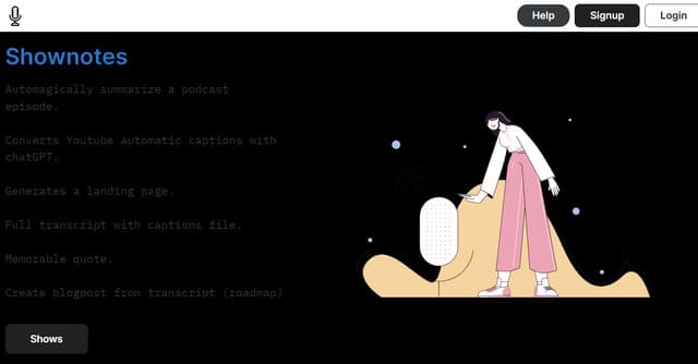 Shownotes screenshot 1