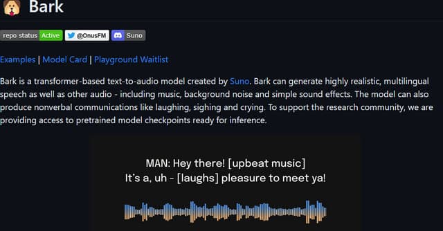 Bark Audio Generator screenshot 1