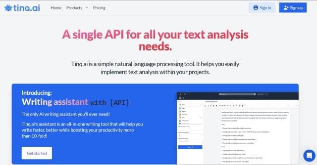 Tinq.ai - NLP API screenshot 1