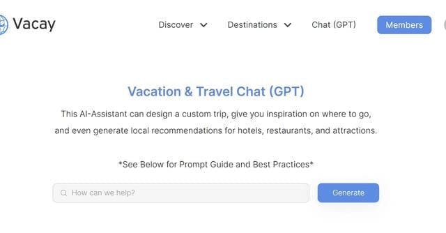 Vacation & Travel Chat (GPT) screenshot 1