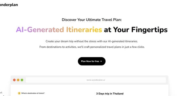 Wonderplan Trip Planner screenshot 1