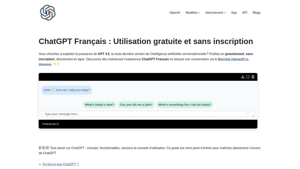 ChatGPT Français screenshot 1