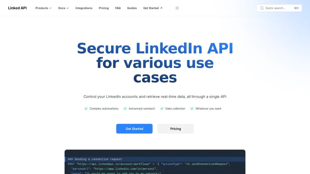 Linked API screenshot 1